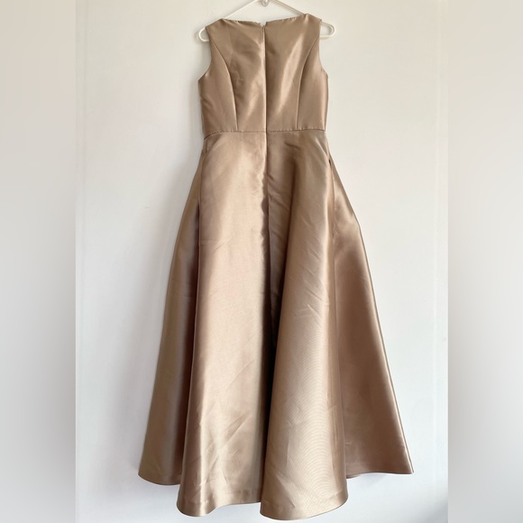 Kay Unger Sophie Jumpsuit Light Gold Dress Black Pants Sleeveless Formal Gown 8 - Picture 4 of 12